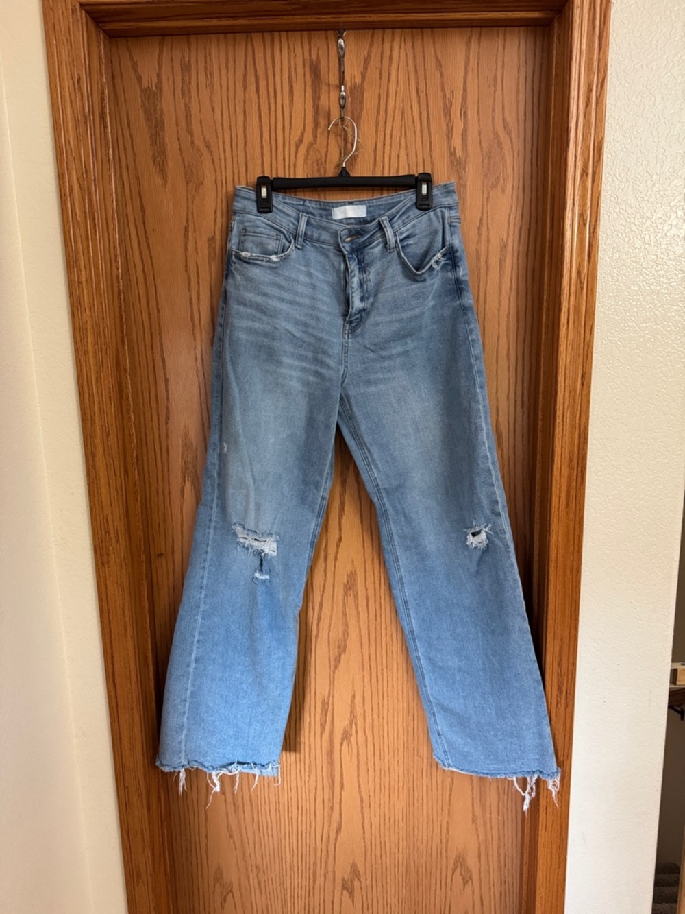 Light Blue Distressed Women's Straight-Leg Jeans
